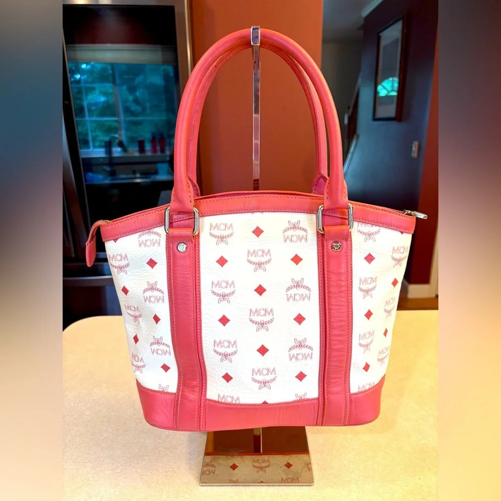 MCM Princess White & Pink Tote Bag, EUC